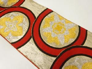 アンティーク　丸に花模様織出し袋帯（材料）